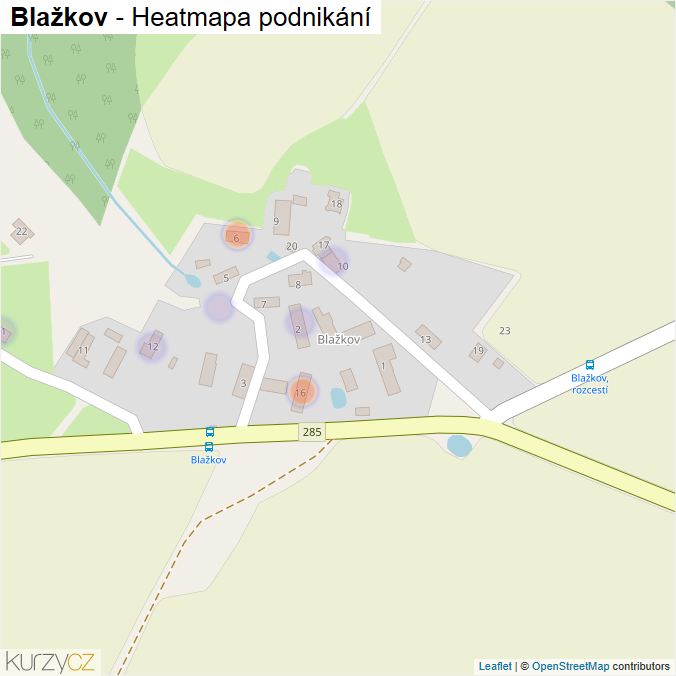 Mapa Blažkov - Firmy v části obce.