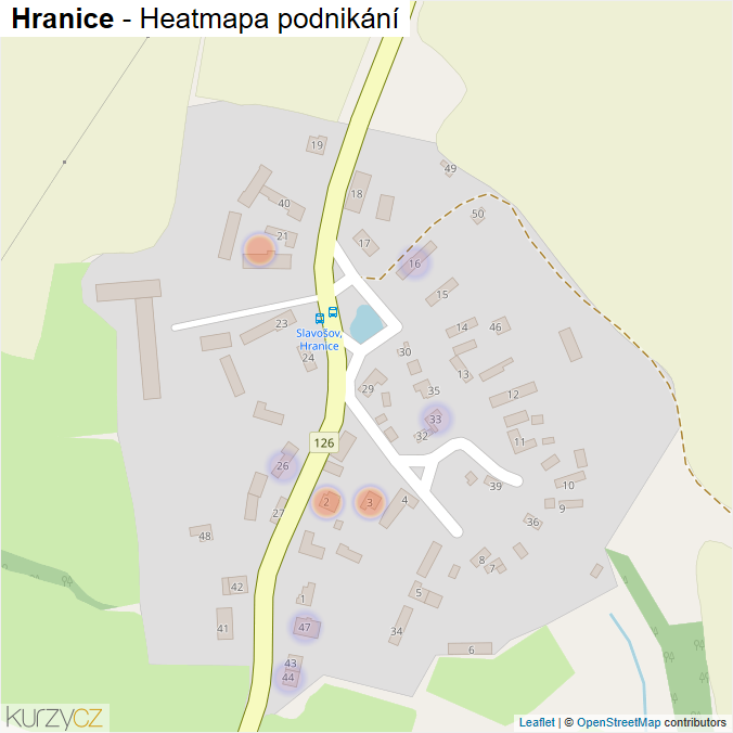 Mapa Hranice - Firmy v části obce.