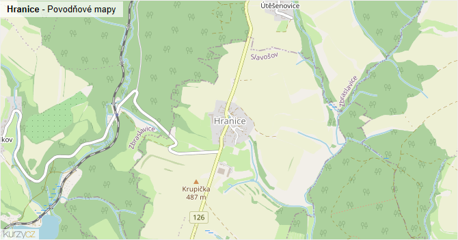 Hranice - záplavové mapy stoleté vody