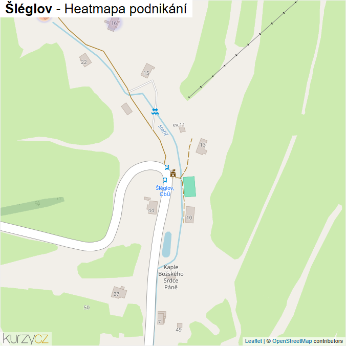 Mapa Šléglov - Firmy v části obce.