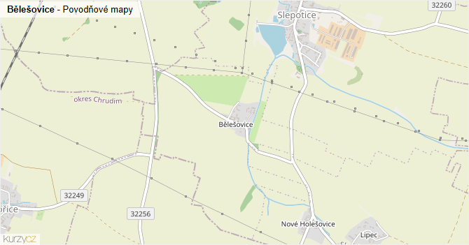 Bělešovice - záplavové mapy stoleté vody