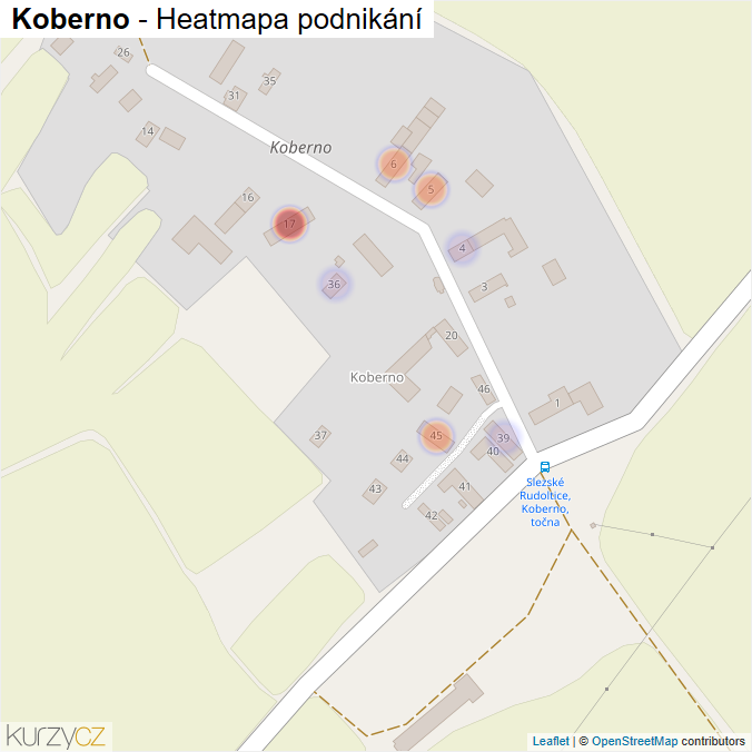 Mapa Koberno - Firmy v části obce.