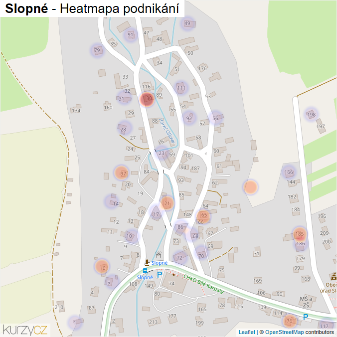 Mapa Slopné - Firmy v části obce.