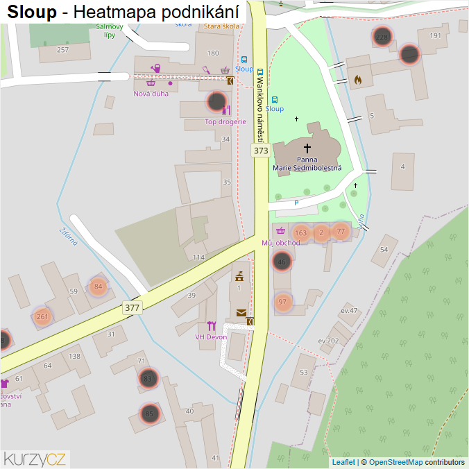 Mapa Sloup - Firmy v obci.