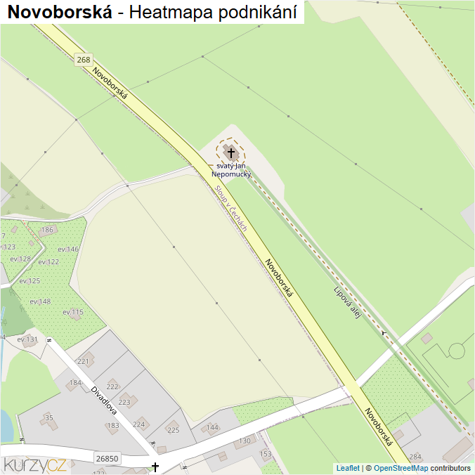 Mapa Novoborská - Firmy v ulici.