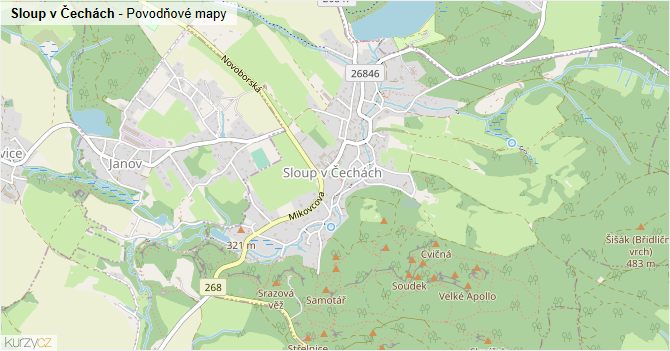 Sloup v Čechách - záplavové mapy stoleté vody