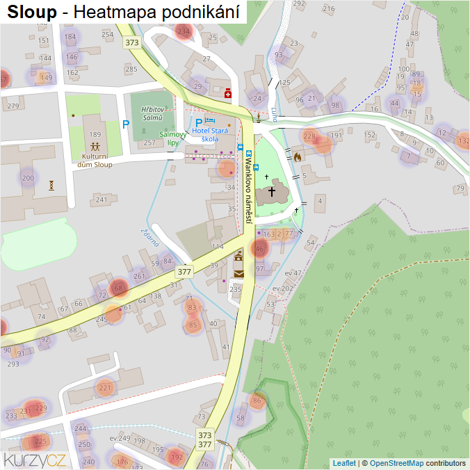 Mapa Sloup - Firmy v části obce.