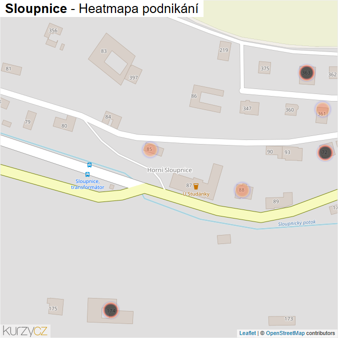 Mapa Sloupnice - Firmy v obci.