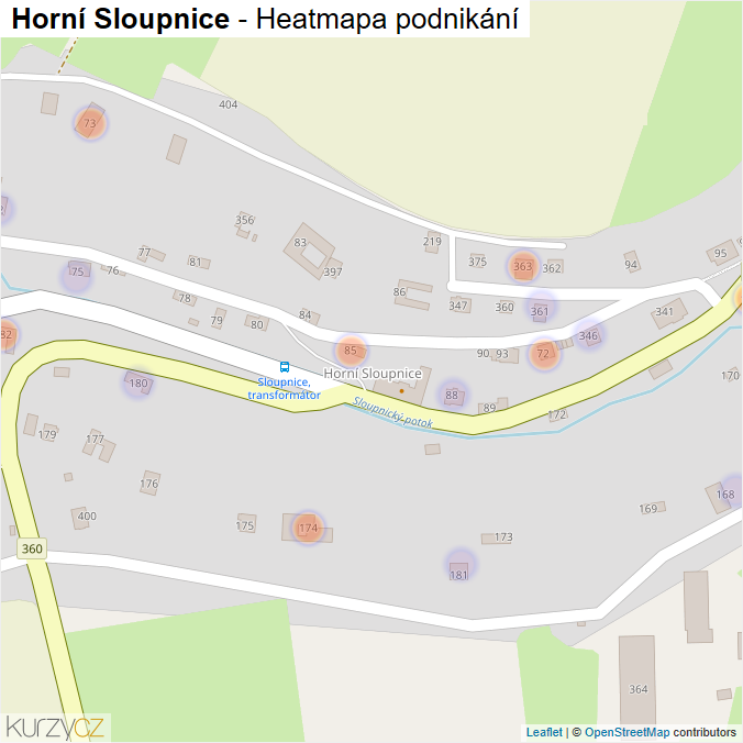 Mapa Horní Sloupnice - Firmy v části obce.