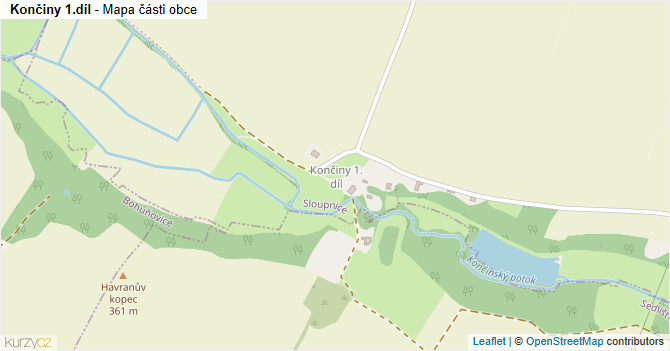 Končiny 1.díl - mapa části obce