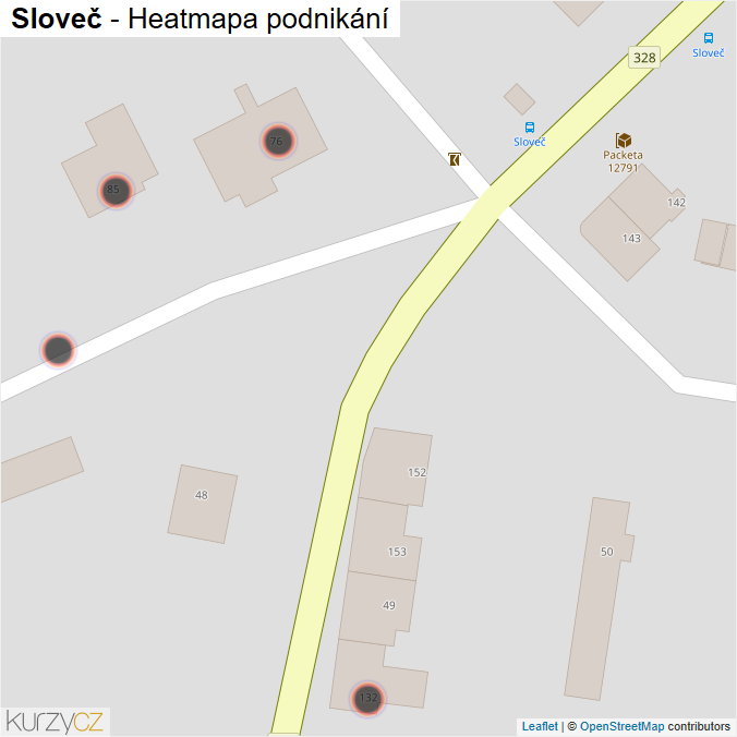 Mapa Sloveč - Firmy v obci.