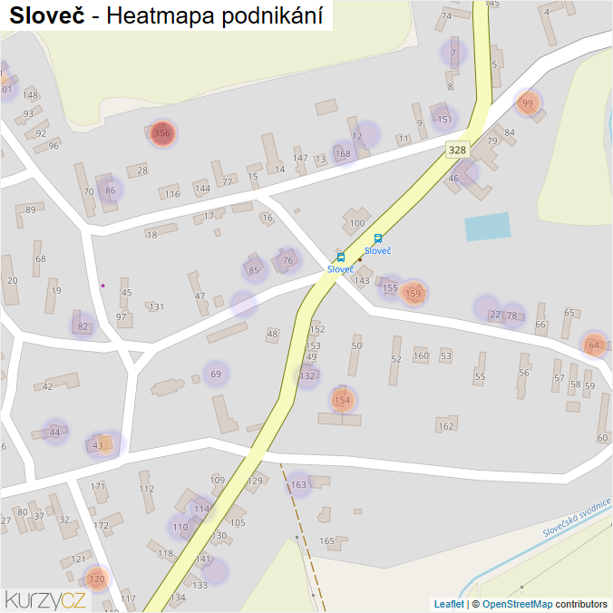 Mapa Sloveč - Firmy v části obce.