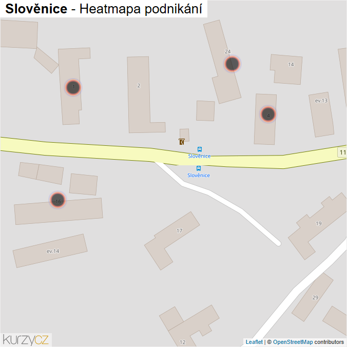 Mapa Slověnice - Firmy v obci.