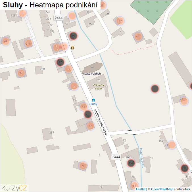 Mapa Sluhy - Firmy v obci.
