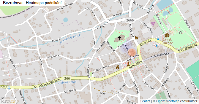 Bezručova - mapa podnikání