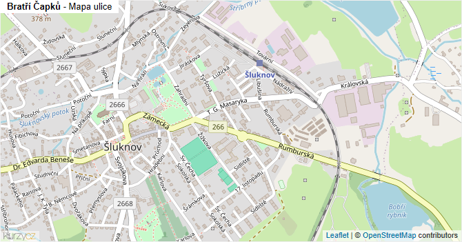 Bratří Čapků - mapa ulice