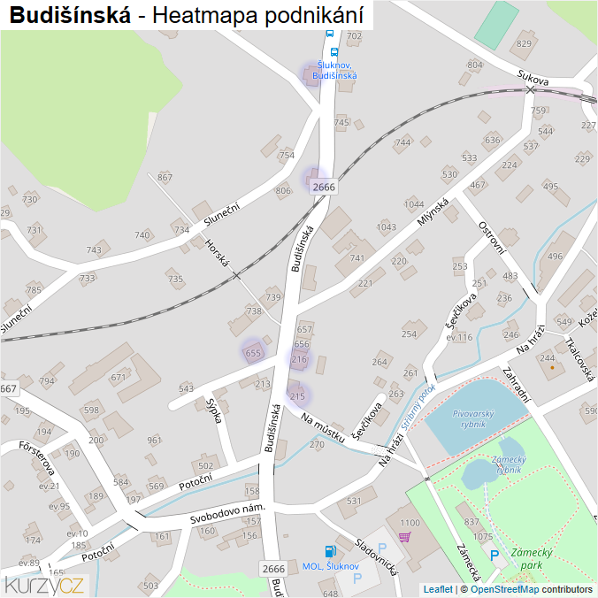 Mapa Budišínská - Firmy v ulici.