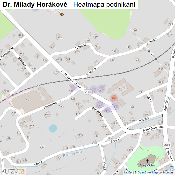 Mapa Dr. Milady Horákové - Firmy v ulici.
