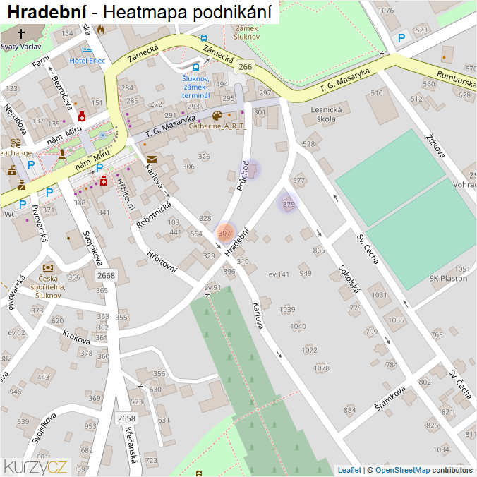 Mapa Hradební - Firmy v ulici.