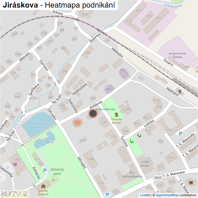 Mapa Jiráskova - Firmy v ulici.