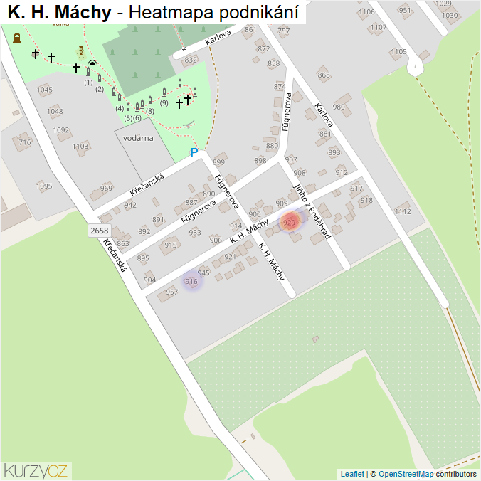 Mapa K. H. Máchy - Firmy v ulici.