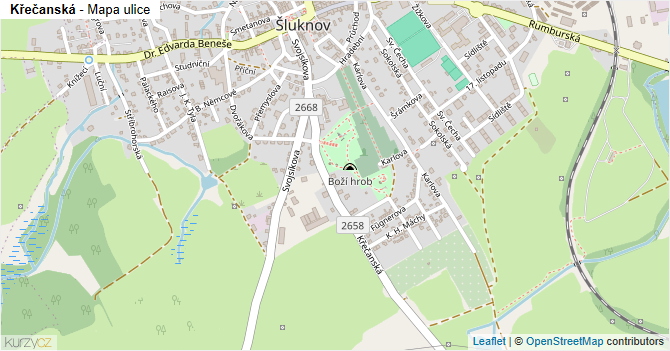 Křečanská - mapa ulice