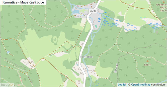 Kunratice - mapa části obce