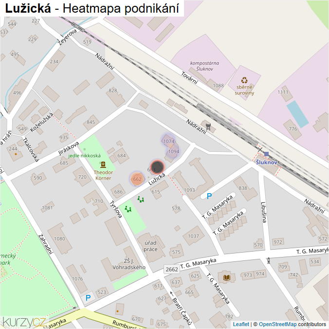 Mapa Lužická - Firmy v ulici.