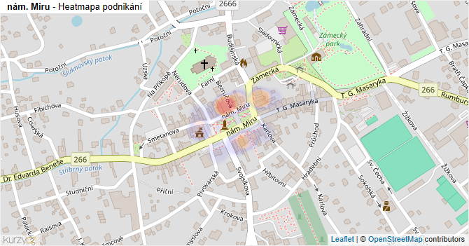 nám. Míru - mapa podnikání