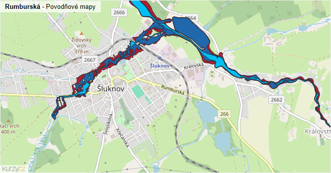 Rumburská - záplavové mapy stoleté vody