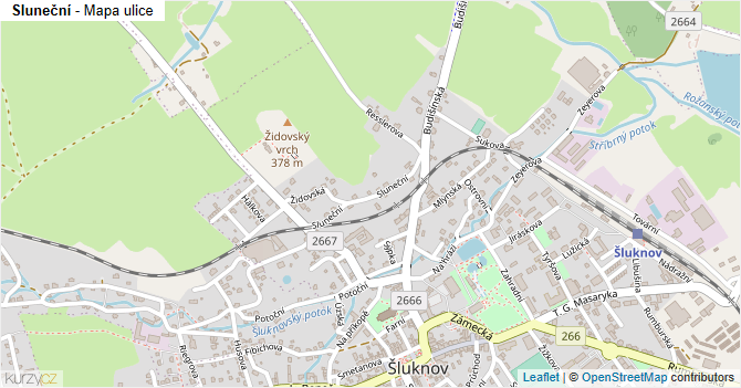 Sluneční - mapa ulice