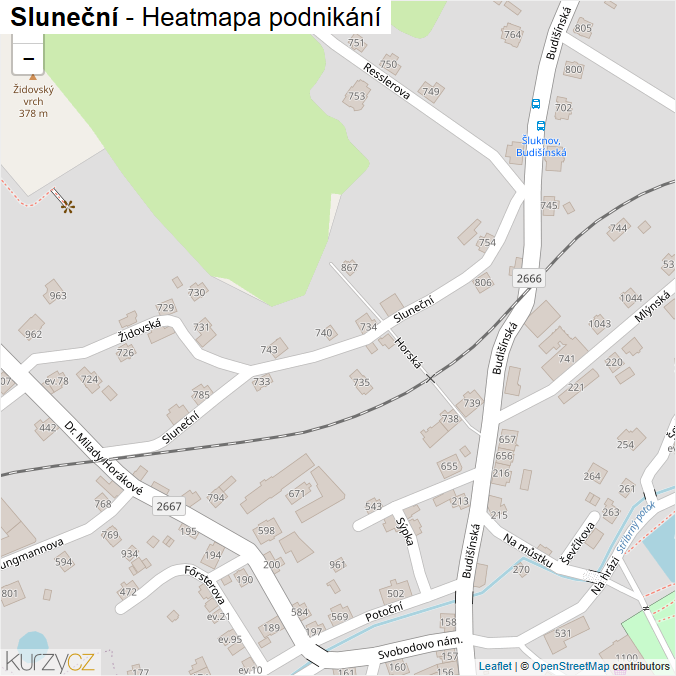 Mapa Sluneční - Firmy v ulici.