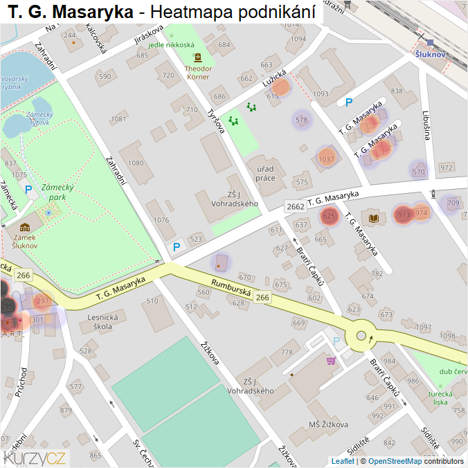Mapa T. G. Masaryka - Firmy v ulici.