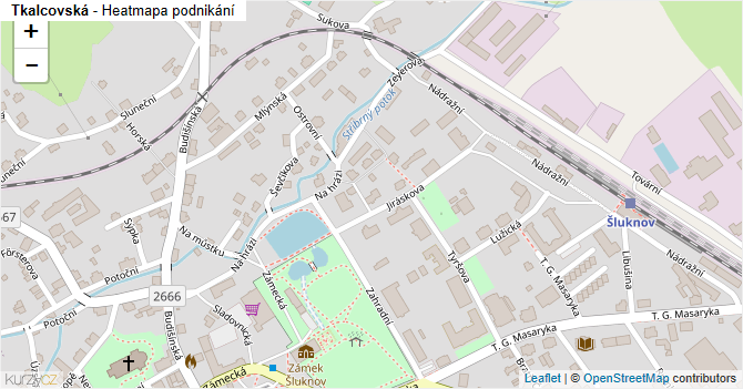 Tkalcovská - mapa podnikání