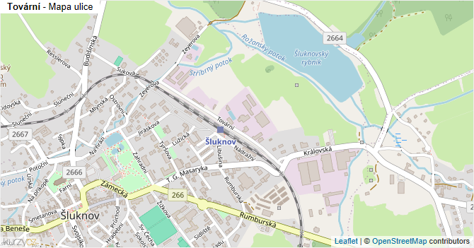 Tovární - mapa ulice