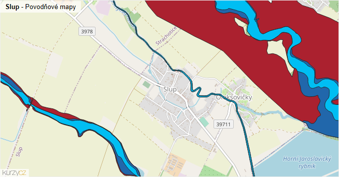 Slup - záplavové mapy stoleté vody