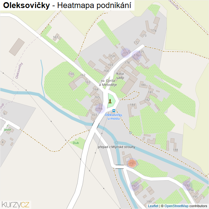 Mapa Oleksovičky - Firmy v části obce.