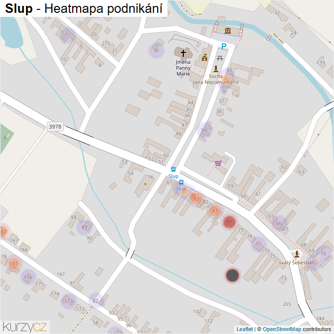 Mapa Slup - Firmy v části obce.