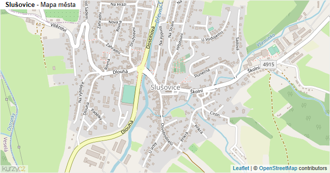 Slušovice - mapa města