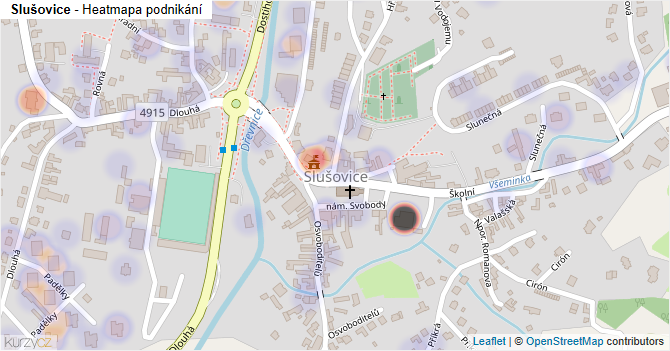 Slušovice - mapa podnikání