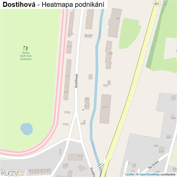 Mapa Dostihová - Firmy v ulici.