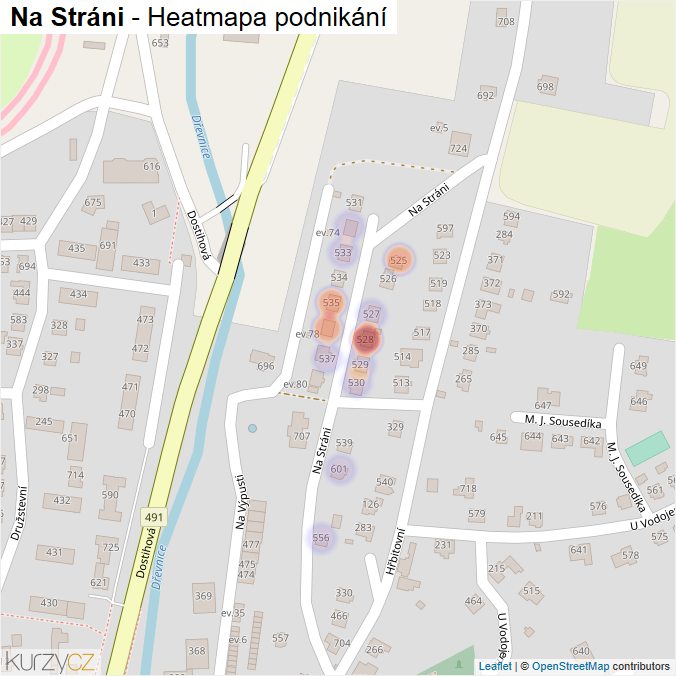 Mapa Na Stráni - Firmy v ulici.
