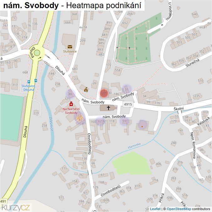 Mapa nám. Svobody - Firmy v ulici.