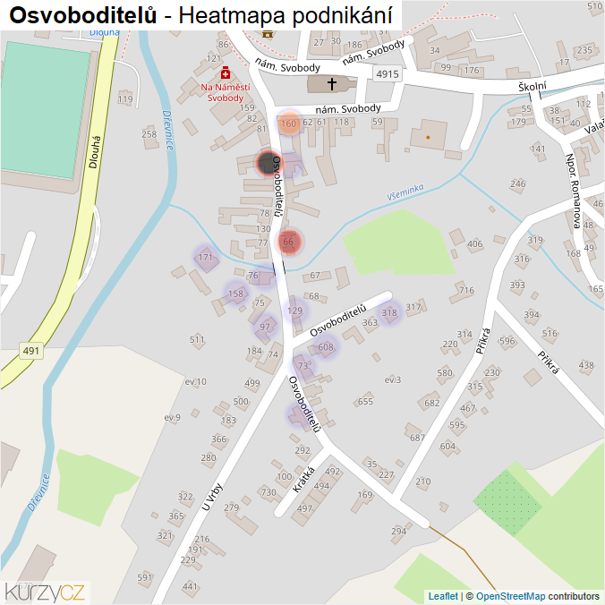 Mapa Osvoboditelů - Firmy v ulici.