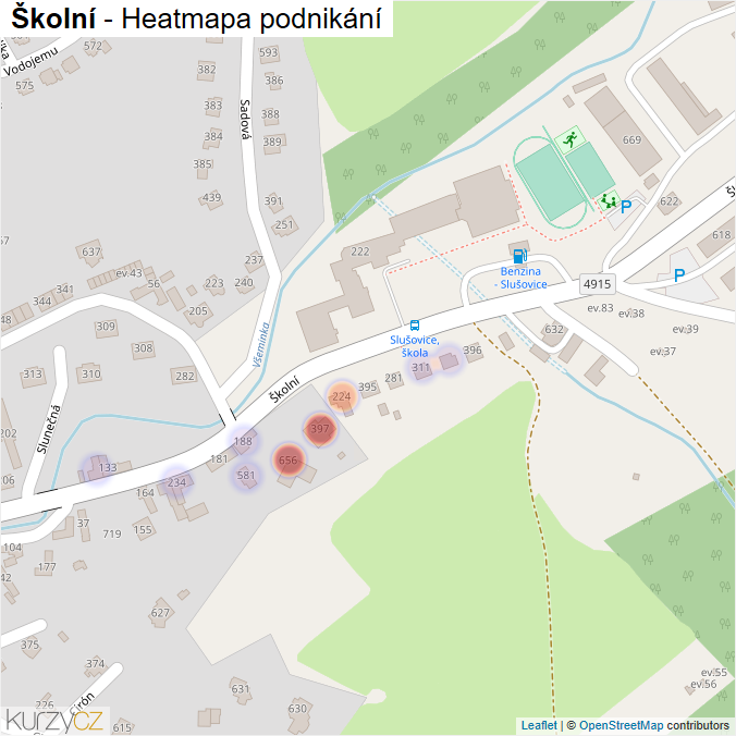 Mapa Školní - Firmy v ulici.