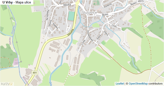 U Vrby - mapa ulice