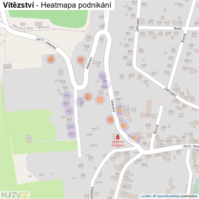 Mapa Vítězství - Firmy v ulici.