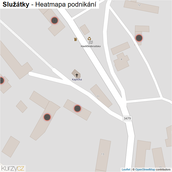 Mapa Služátky - Firmy v obci.