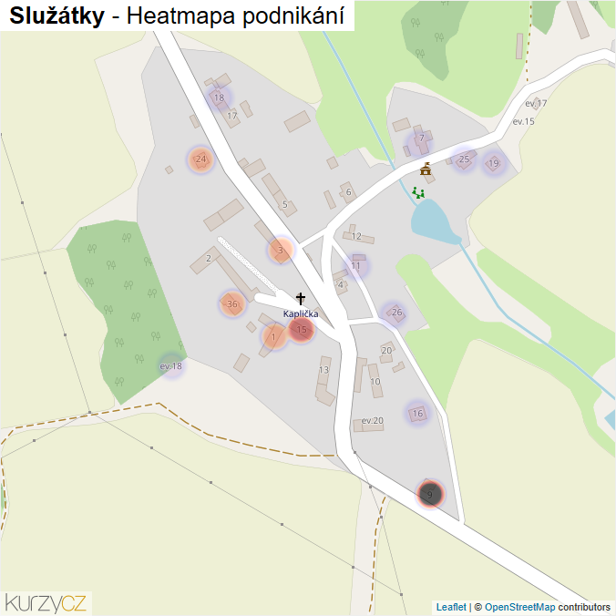 Mapa Služátky - Firmy v části obce.