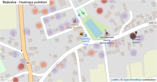 Služovice - mapa podnikání